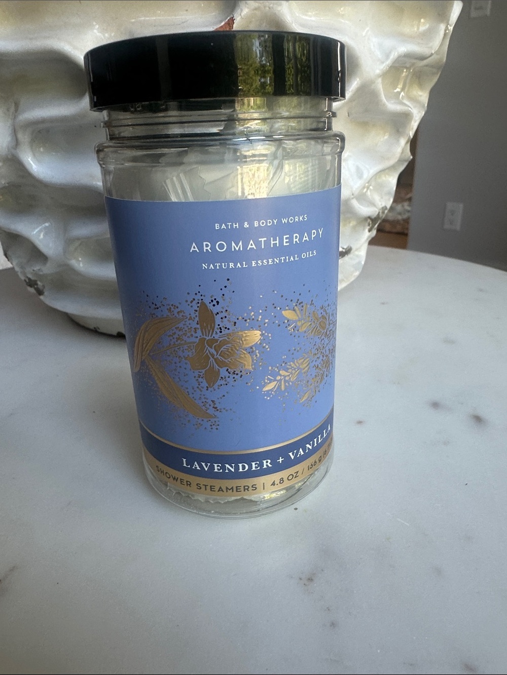 Bath & Body Works Aromatherapy Lavender + Vanilla Jar - Blue and Gold Label